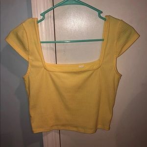 Yellow Short Sleeve Crop Top